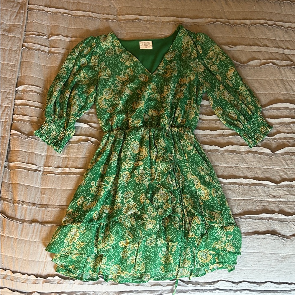 Sienna Sky Green Floral Kids Dress